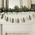 Set of 12 natural wood Christmas wreath ornaments, European style, 11x4.6x0.3cm each