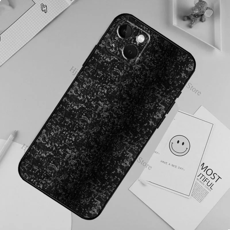 Forged carbon drop-resistant TPU phone case for iPhone with sprayed finish in multiple colours
