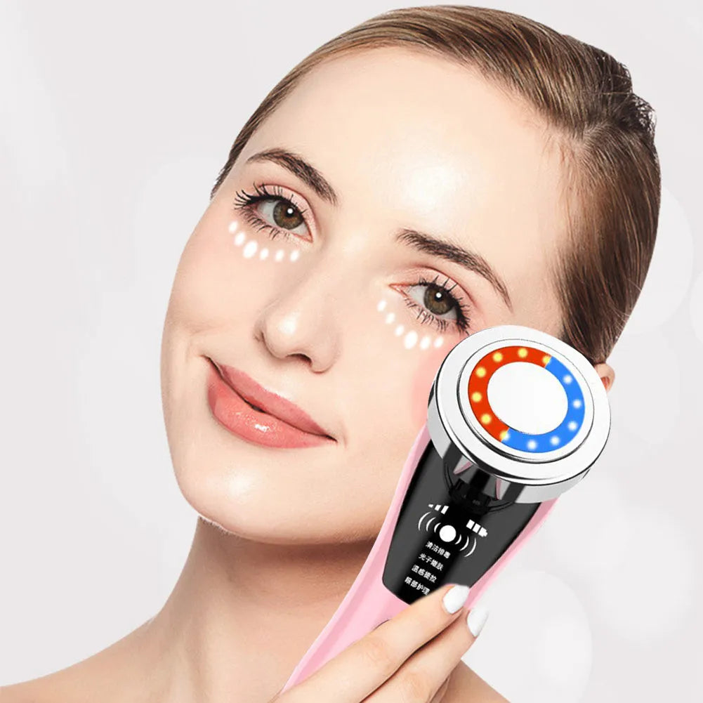 Warm skin rejuvenation facial vibration massager with IPL function, BY-009 model, on a surface