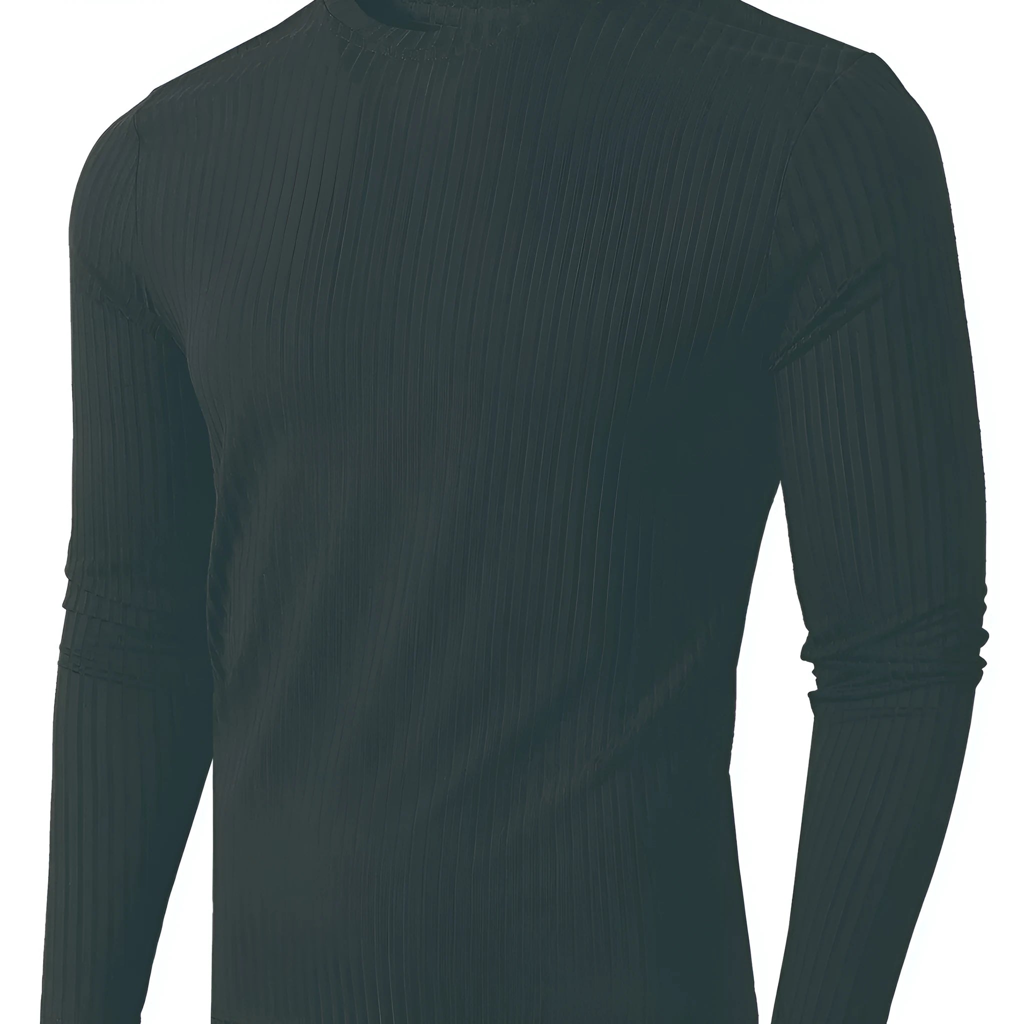 Men's high elastic breathable long sleeve top in solid colour, polyester fabric, five colours available black white khaki red navy blue