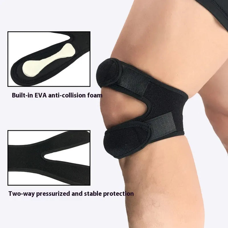 Pair of elastic shock absorption sports leggings or knee pads in a neutral colour.