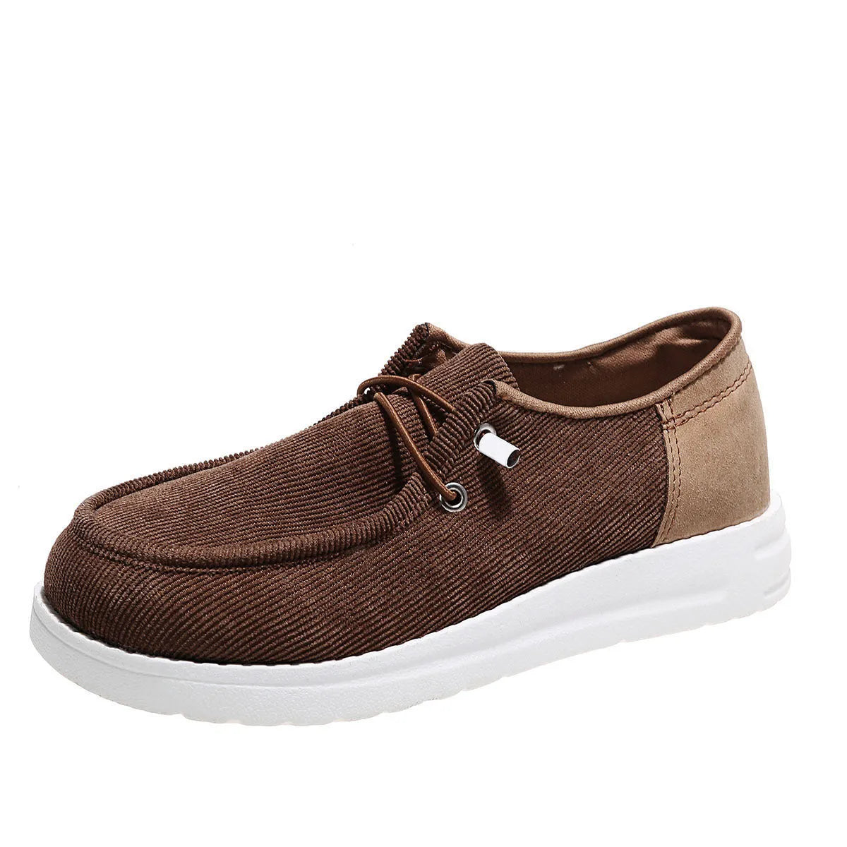 Women's breathable flat shoes with elastic band, cloth upper, round toe, low heel, in black