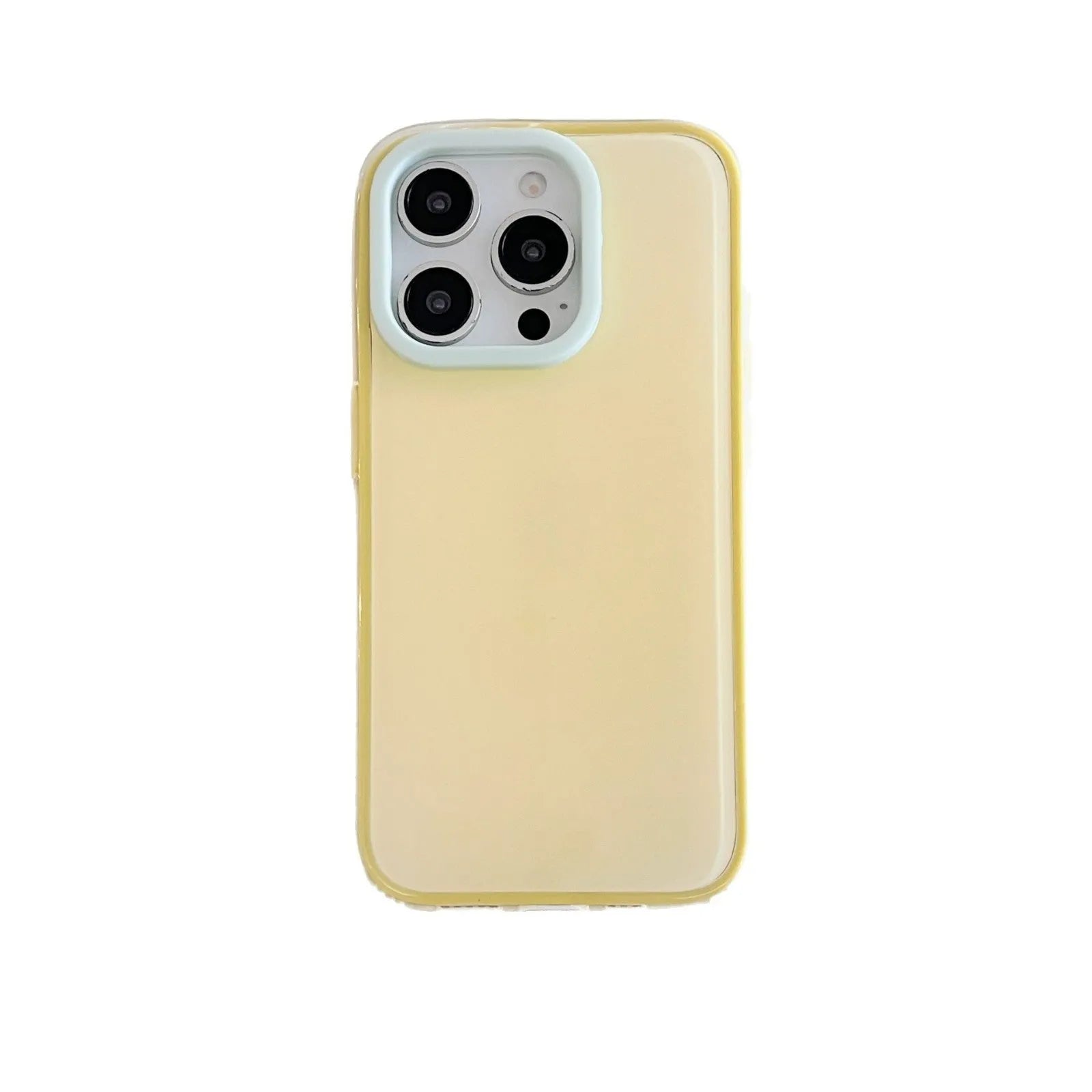 Solid colour transparent TPU jelly phone case for iPhone showing yellow, white, blue, pink, and green options