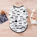 White polyester dog jacket with gentleman beard design, shown in size L for medium dogs.