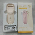 Electric heating eyelash curler with USB charging cable in cream white, pink, or apricot colours