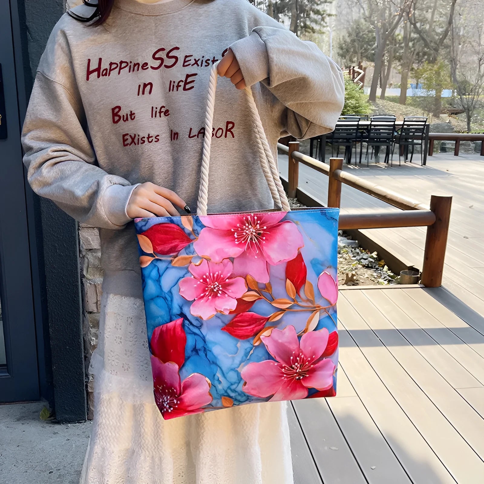 Soft cotton linen canvas shoulder bag with double straps and internal zip compartments