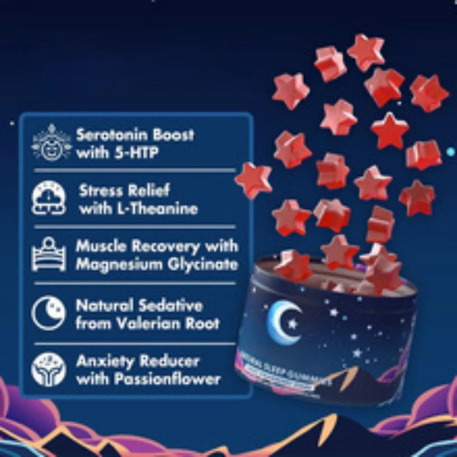 Bottle of 60 sugar-free melatonin gummy capsules for sleep support.