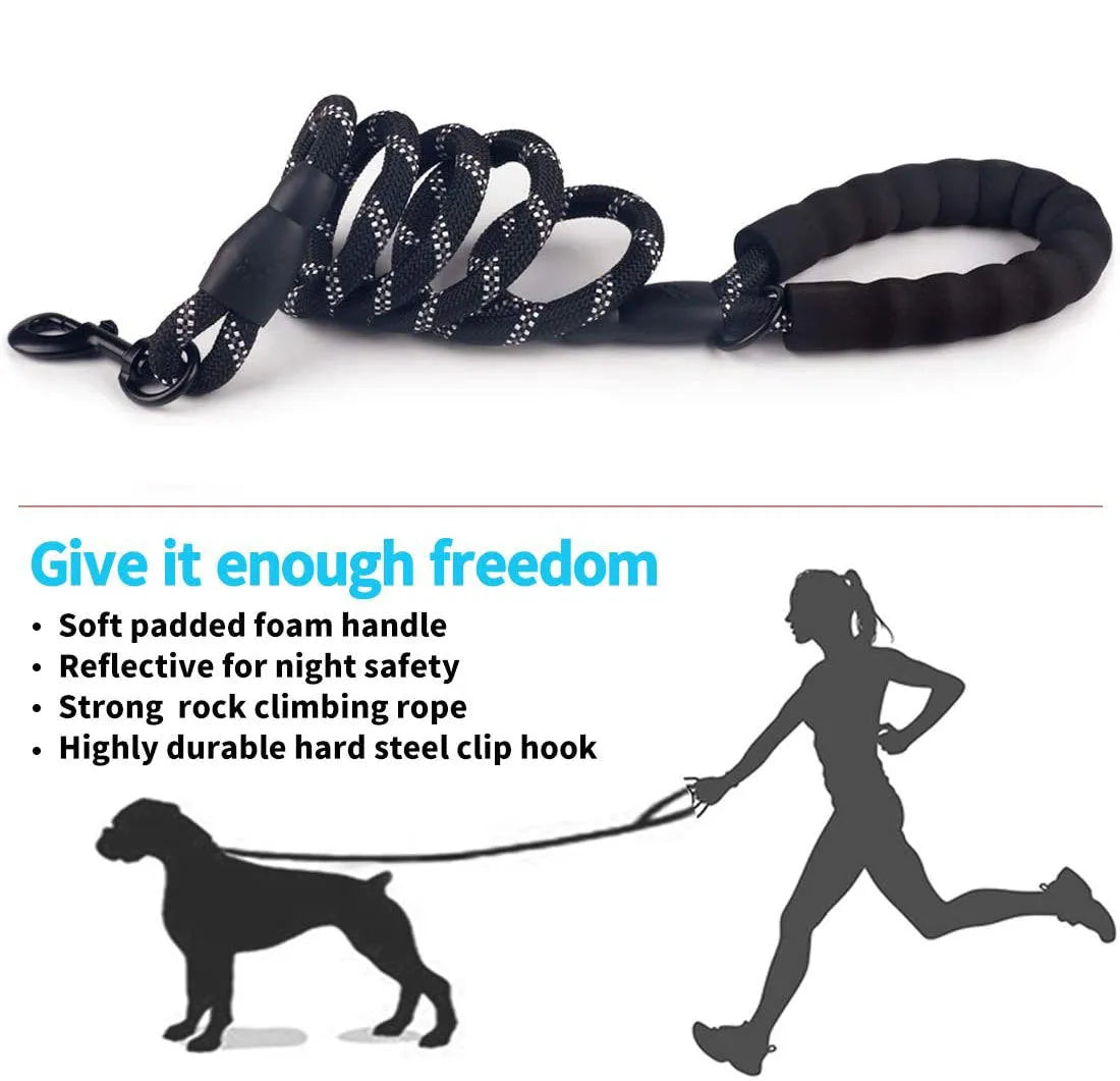 Reflective luminous nylon dog leash 1.5m length 0.8cm width in blue for small medium pets