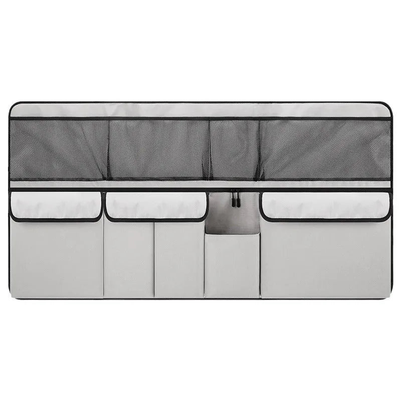 Multifunctional mesh pocket car storage box in black Oxford cloth with hanging straps