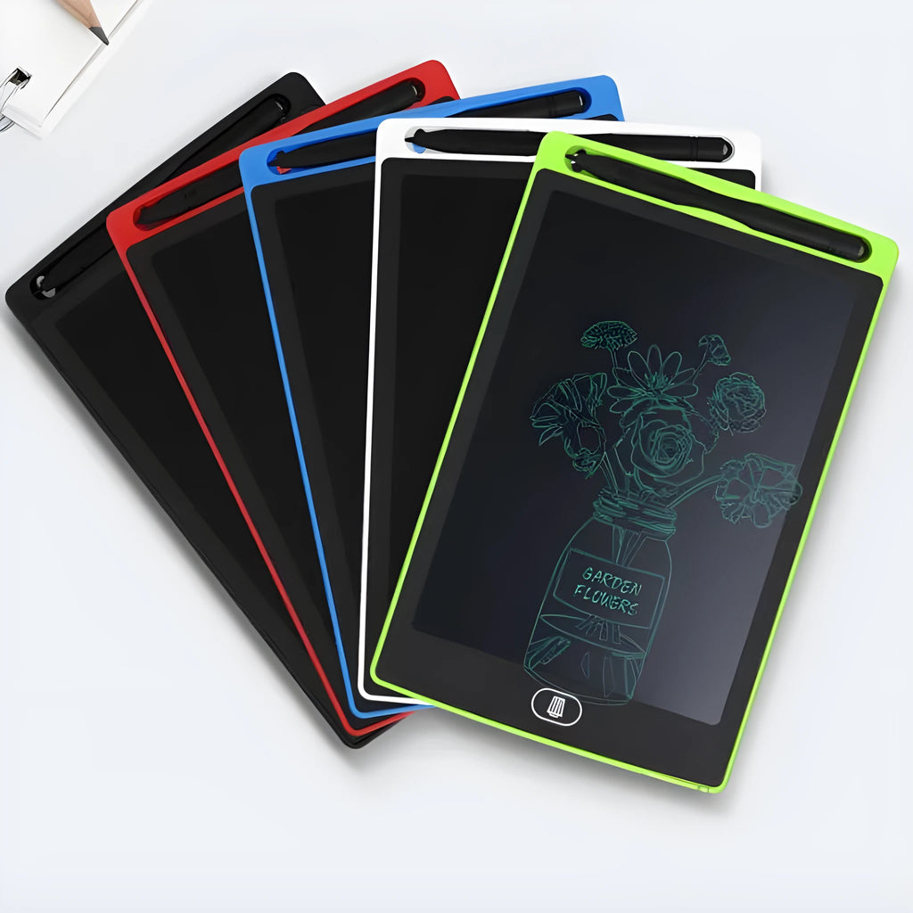 Plastic electronic writing board LCD drawing tablet for children in black, white, red, green colours