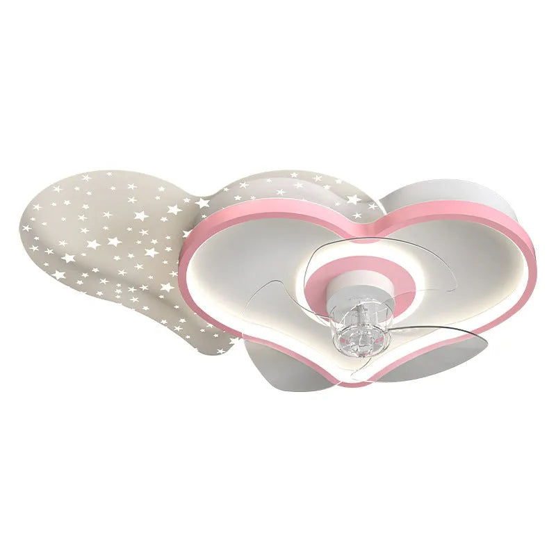 Children's ceiling fan with LED light, 59cm wide, blue white or pink white, remote dimming, 220V