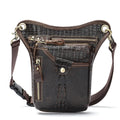 Men's vintage-style leather satchel bag in crazy horse leather showing colour options.