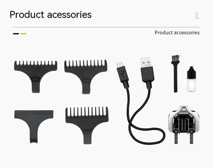 USB rechargeable electric hair clipper with digital display and double cutter head including T-shaped blade and carving cutter