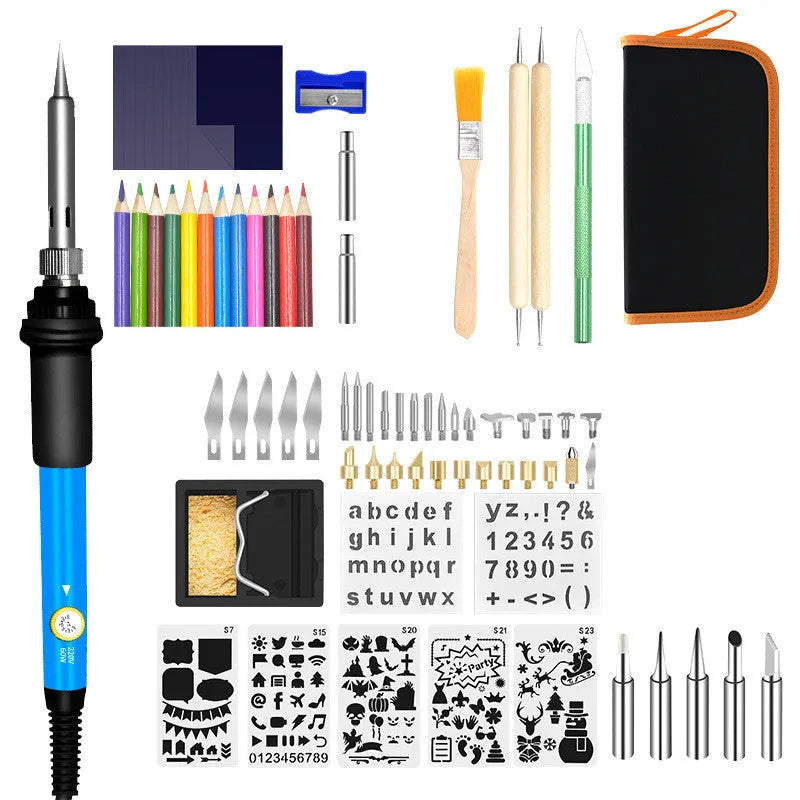 Blue soldering iron with orange bag electric soldering iron set constant temperature 60W plastic handle welding tool