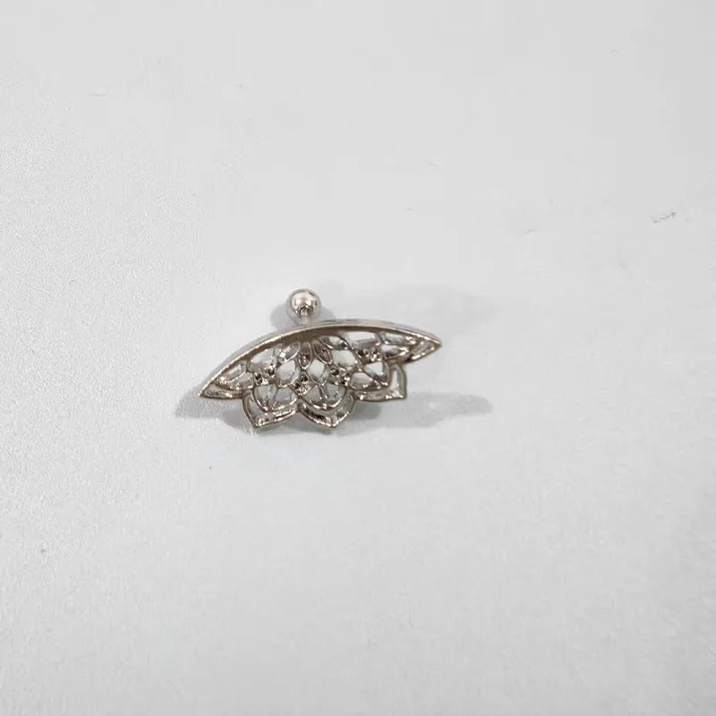 Geometric spider web metal stud earrings with electroplated gold and silver finish options