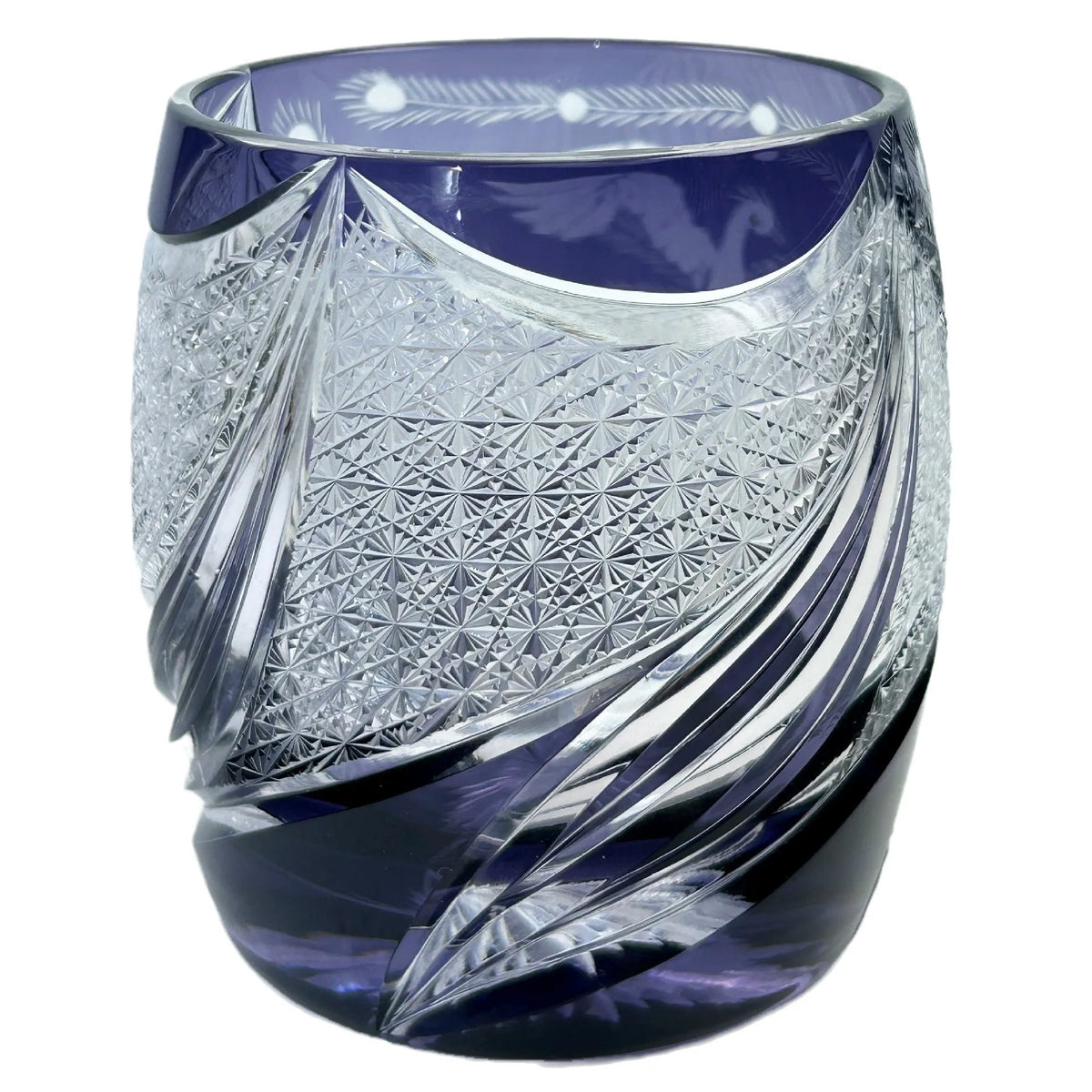 Jianghu Cut Phoenix hand-carved lavender purple crystal glass wine glass, cylindrical shape, 301-400ml