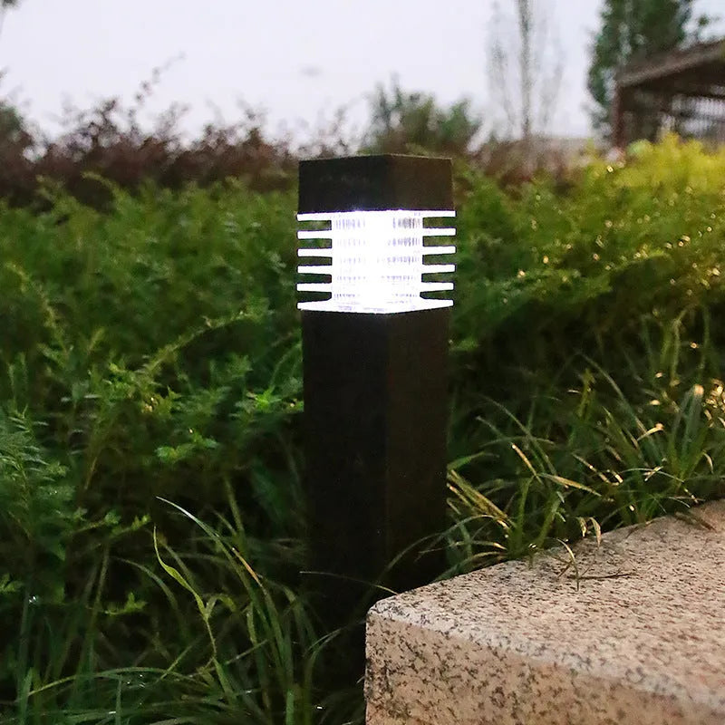 Solar lawn ground lamp with cuboid design for garden pathway lighting