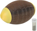 Ellipse-shaped catnip ball toy made of recycled corrugated paper for scratching and play.