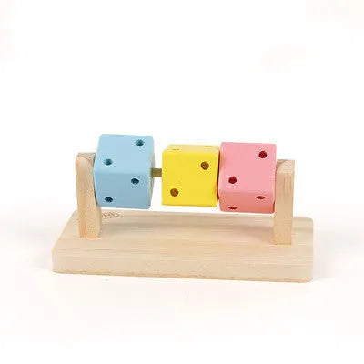 Natural wood cube toy for hamsters and small pets, 14x7x6cm, random colour
