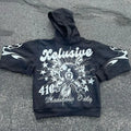 Personalised letter print loose pullover in street hipster style with a pocket, shown in various colours.