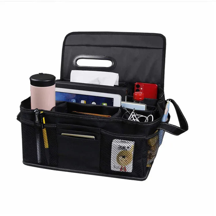 Black Oxford cloth car storage box with 33cm dimensions for vehicle trunk organisation