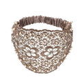 Plum blossom hollow wide brim hair band with pearl beads for women in brown