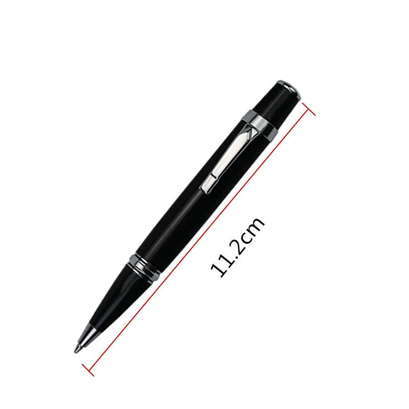 Black full metal pocket signature pen with a 0.7mm refill and two spare refills.