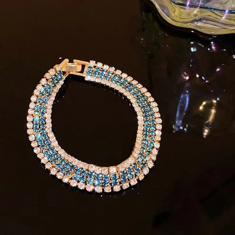 Gold full diamond bracelet for women, titanium steel inlay design, 8g weight