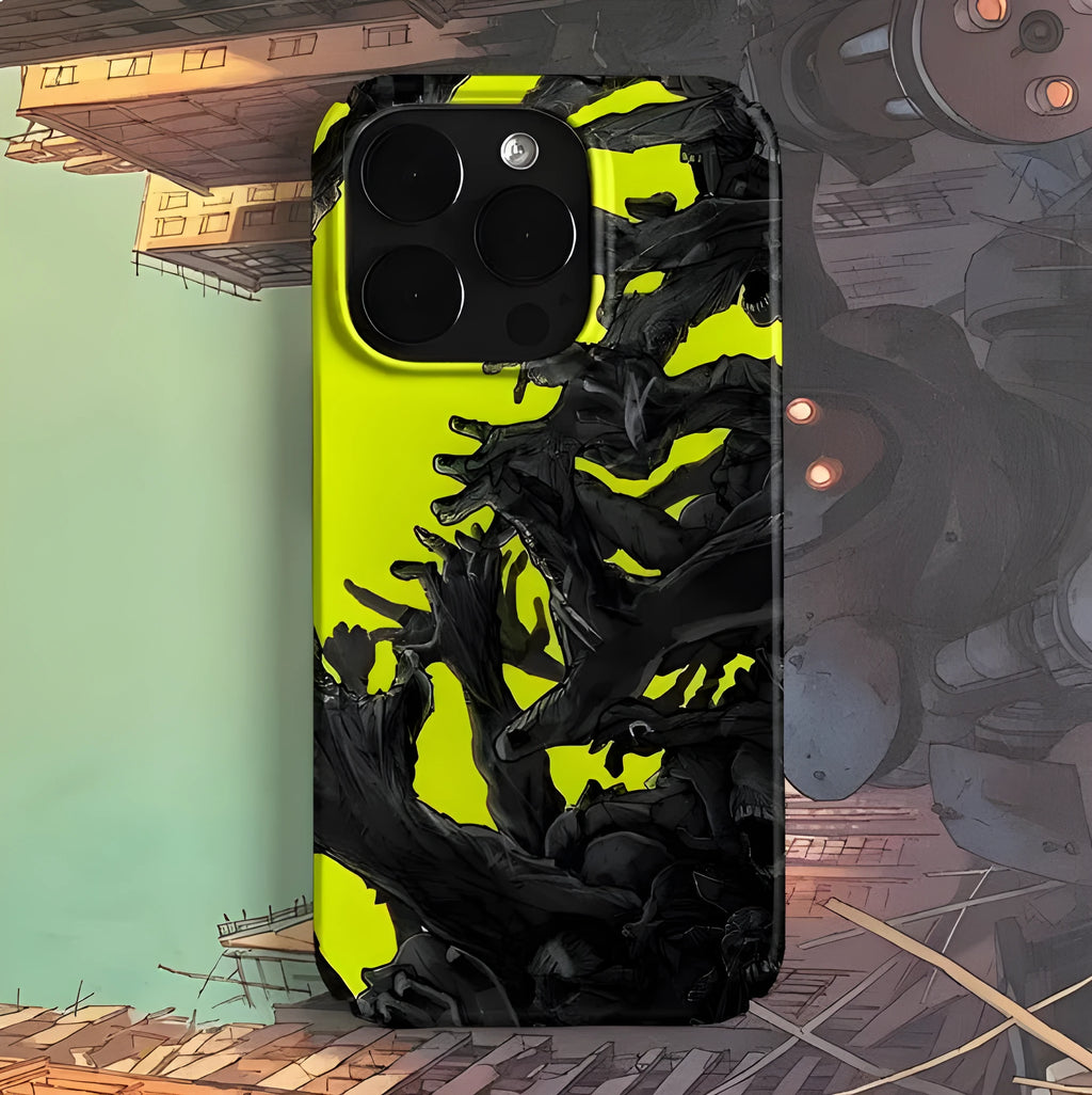 Glossy hard shell iPhone case showing large camera cut-out, compatible with iPhone 15 Pro Max.