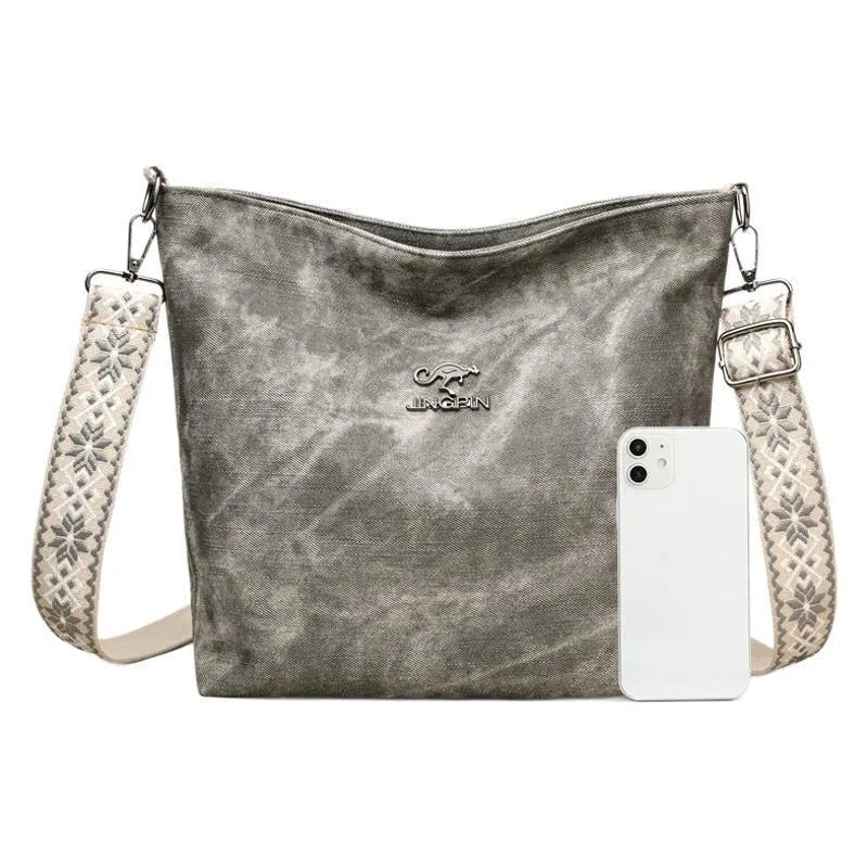 Soft PU crossbody bag in pink, grey or yellow with large capacity and adjustable shoulder strap