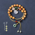 Women's double ring ebony wood bracelet with ruyi elements and sandalwood fragrance