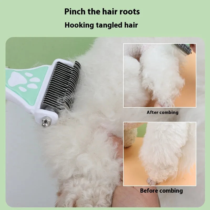 pet dog comb for float hair cleaning knot untying in green and yellow colour options