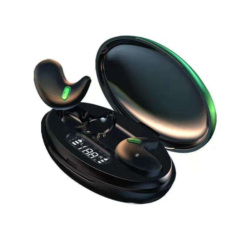 Wireless in-ear headset mini invisible earbuds sports style PC ABS black white digital display