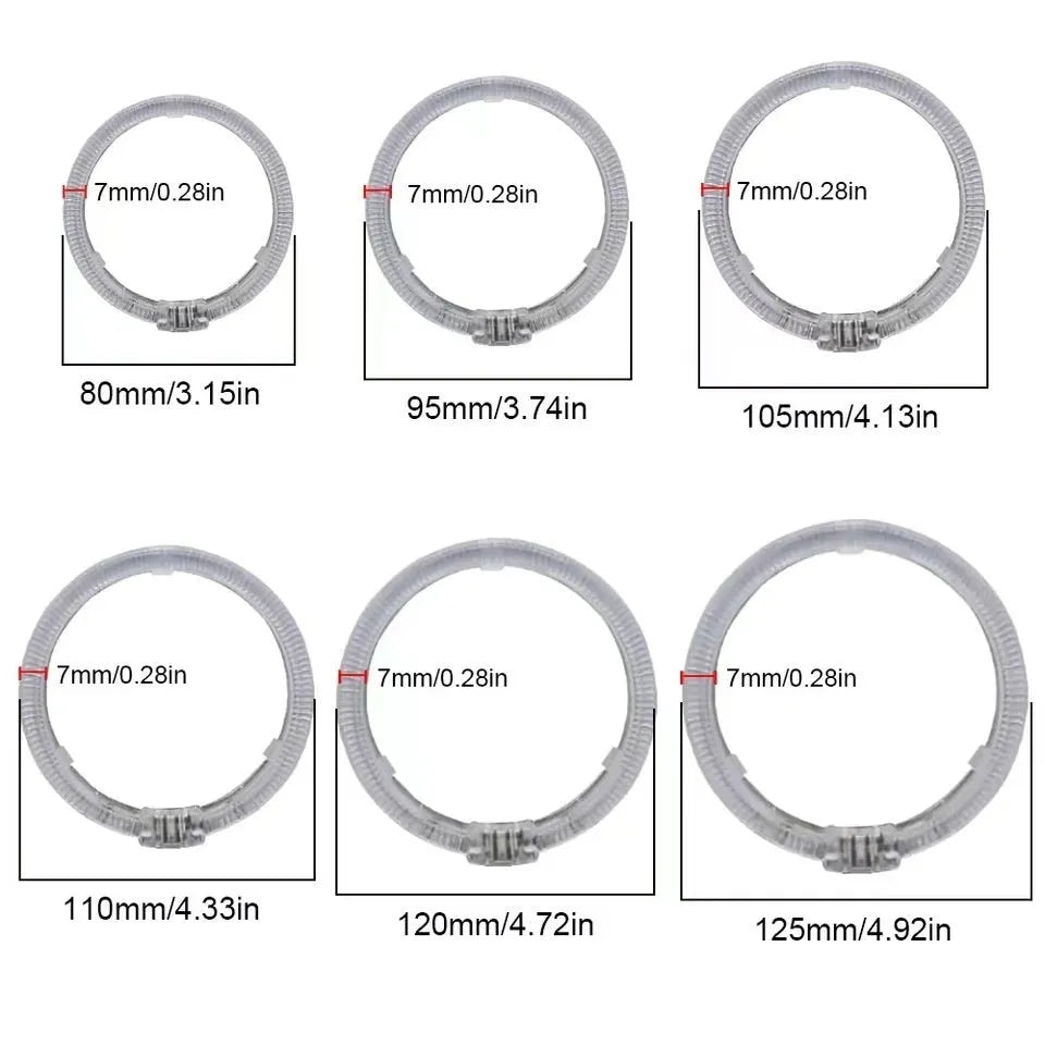 LED light guide angel eye decorative lens ring for 12V cars in 80mm 95mm 105mm 110mm PVC IP68