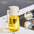 Glass olive oil sprayer dispenser with 470ml capacity and dual spray/pour function
