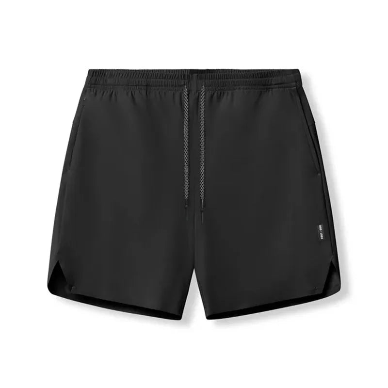 Men's grey seamless sports shorts with straight-leg knee-length design for athletic wear