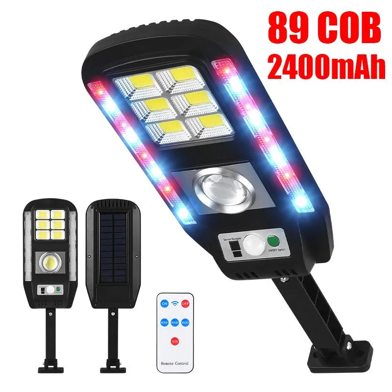 Outdoor solar street light with colourful warning, 20W COB, IP65, European style for garden use