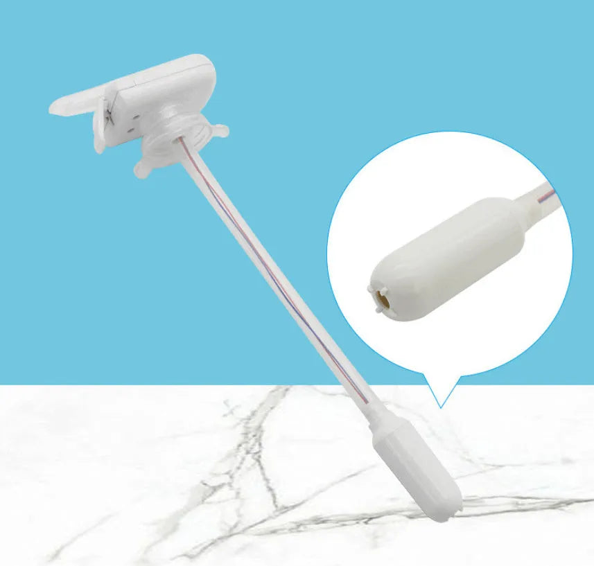 Electric pumping water device with blue press handle and long silicone straw for dispensing drinks.