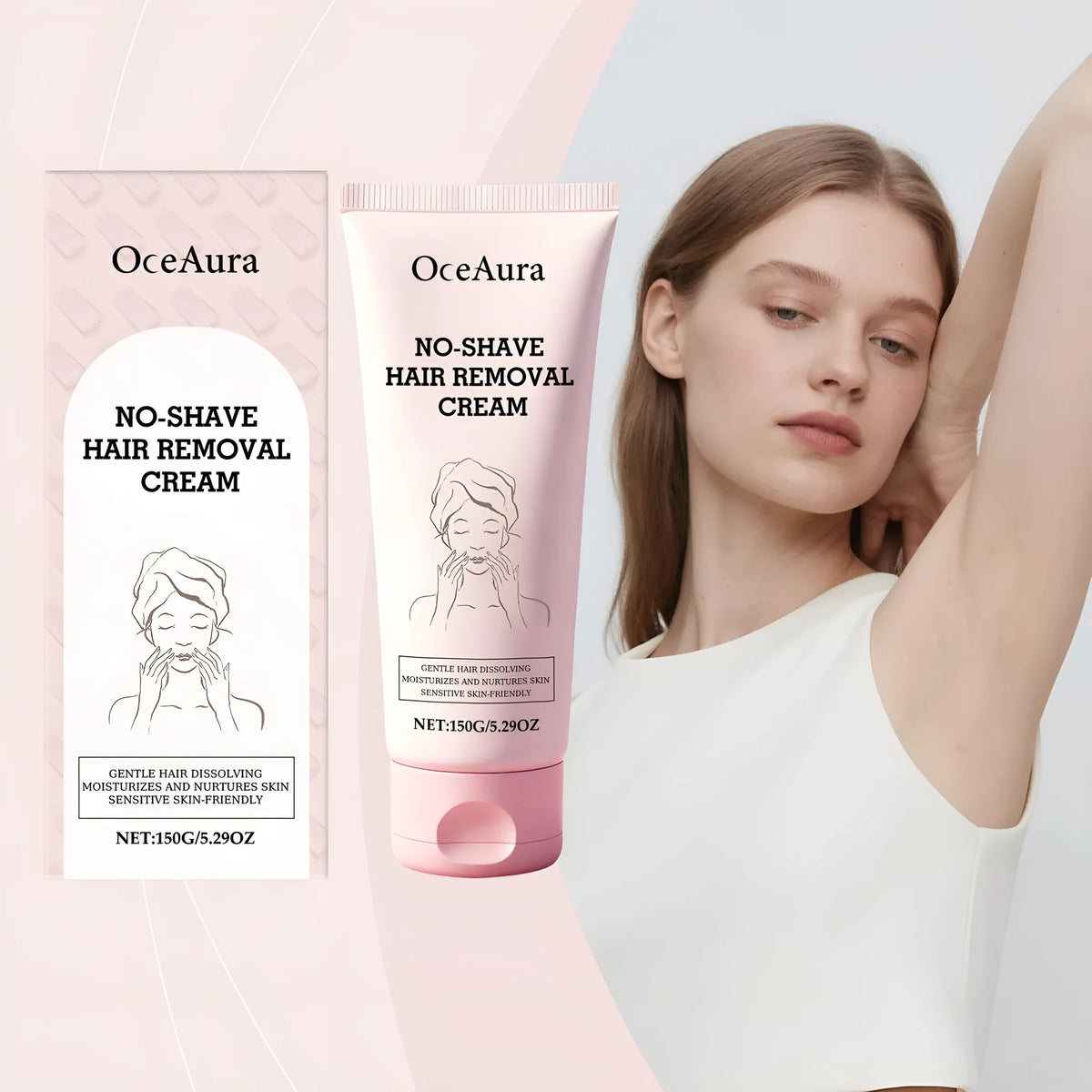 Body depilatory cream 150g tube with shea butter and panthenol for at-home hair removal