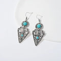 Retro old triangle water drop alloy earrings for women, national style holiday travel accessory