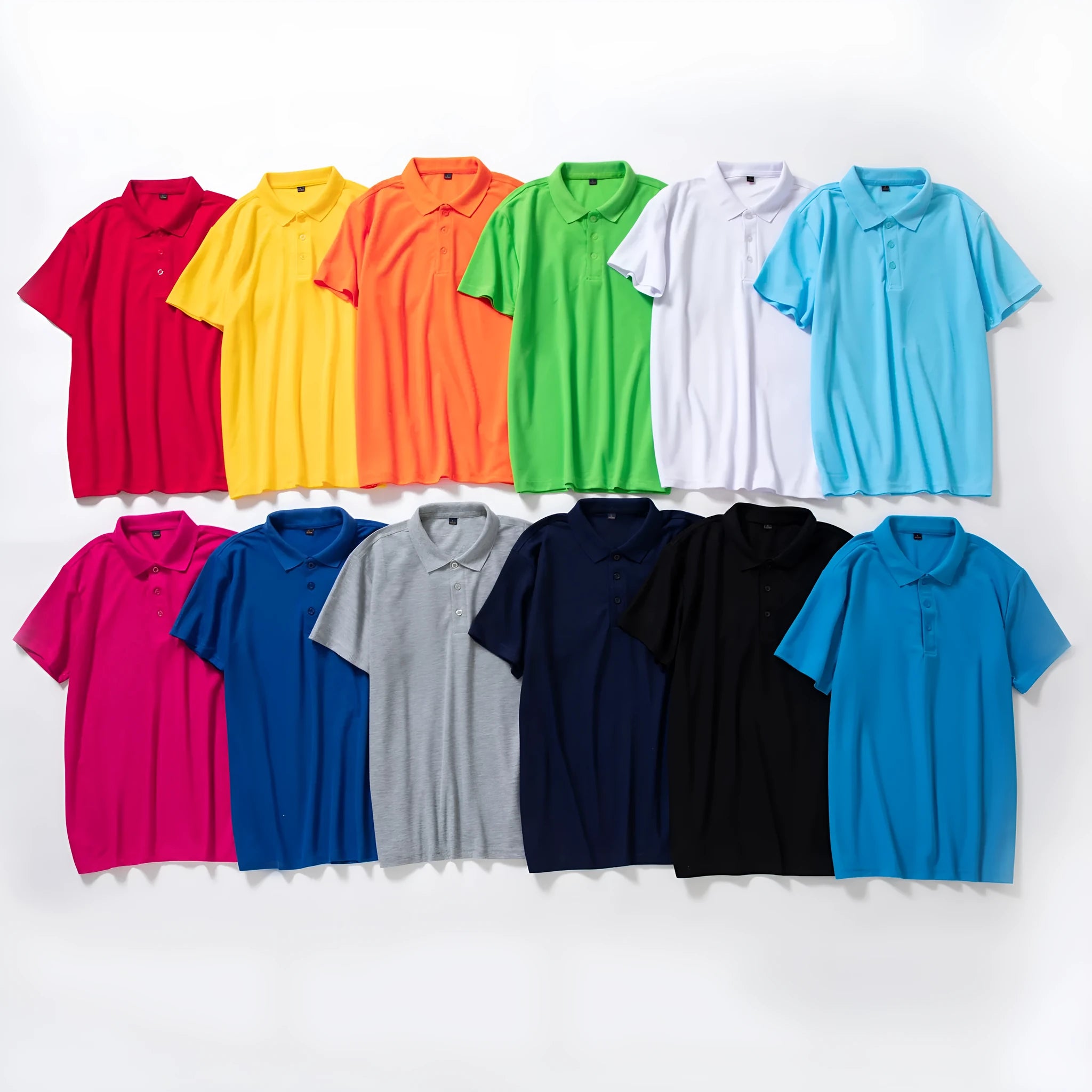 Solid colour cotton short sleeve polo shirt for office uniform, available in multiple colours