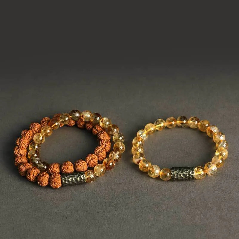 Bodhi yellow tower crystal double ring bracelet retro unisex jewellery