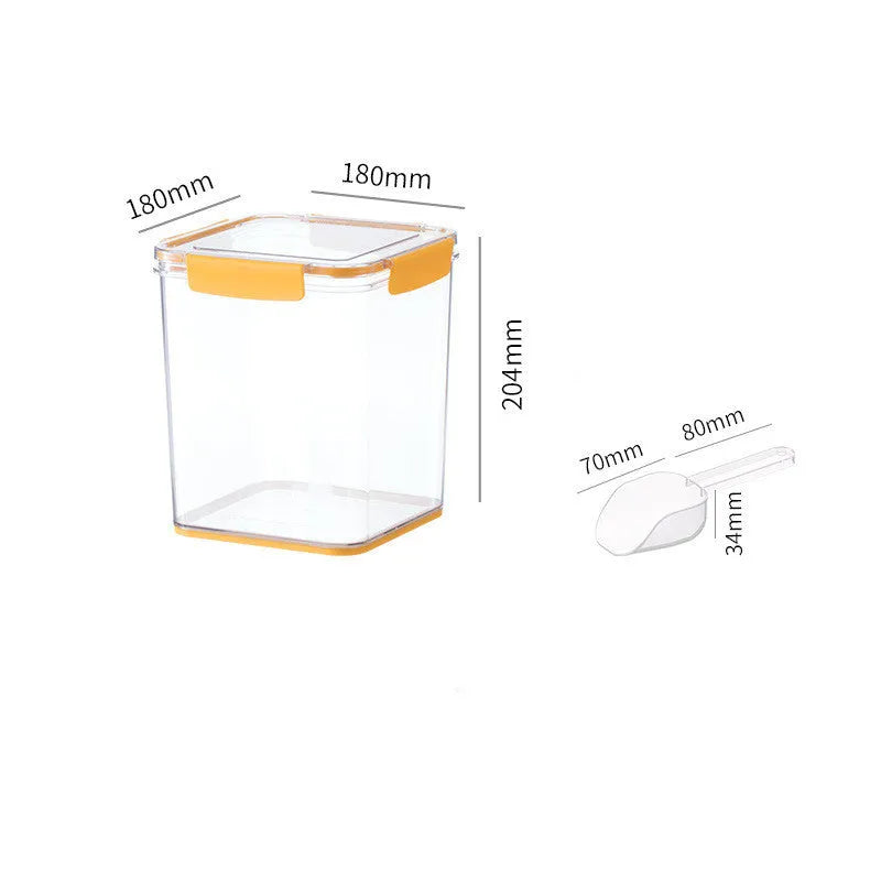 Sealed pet food storage bucket in white or yellow, 4L 5L 6L, with spoon for cat and dog food