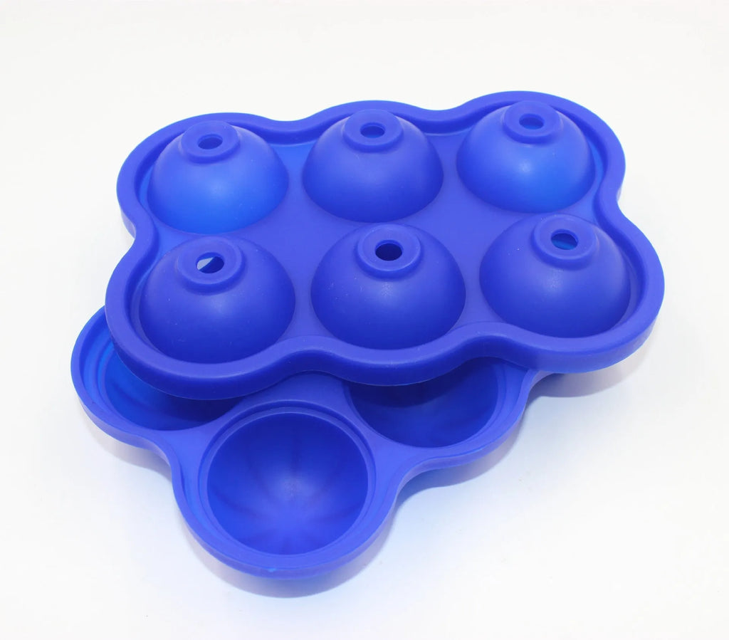 Large silicone ice cube maker with six 4.5cm sphere cavities in black