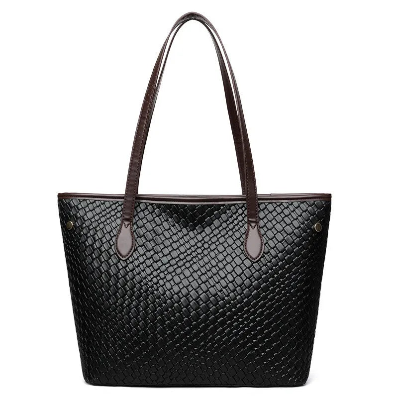 Retro square women's commuter handbag in PU leather with large capacity and internal organisation