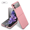 Oil injection foldable phone case for Samsung Galaxy Z Flip 3 and Z Flip 4 in black, with mirror finish and bracket