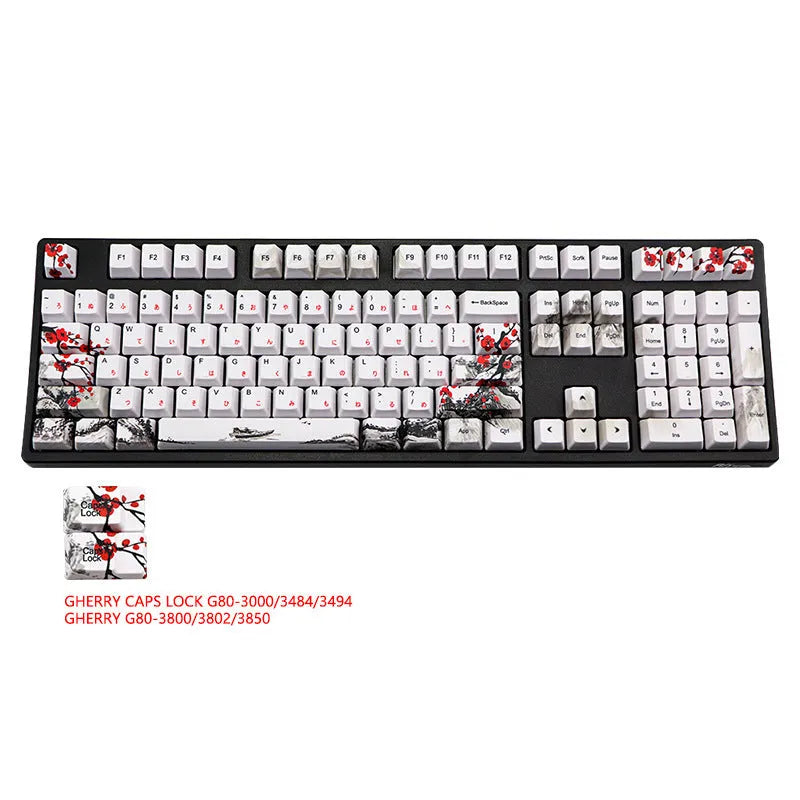 PBT Wangjiang Plum blossom design 109 key keycap set for mechanical keyboards