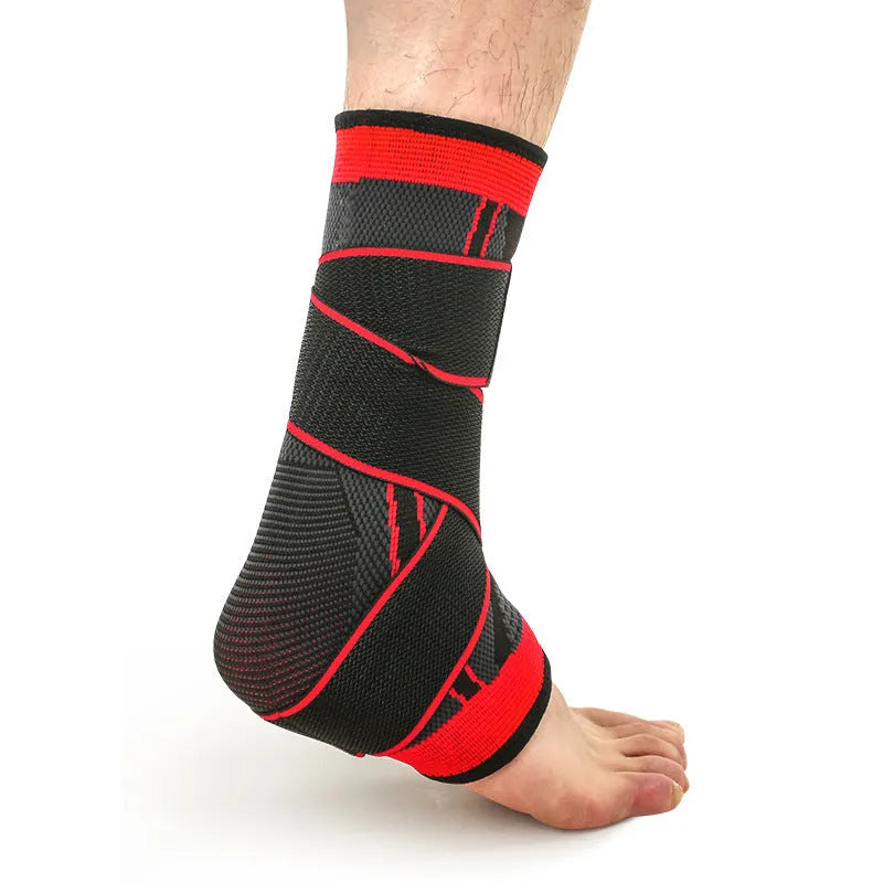 Nylon compression ankle sheath in black, blue, green, orange, red, sizes S M L XL for sprain and swelling support.