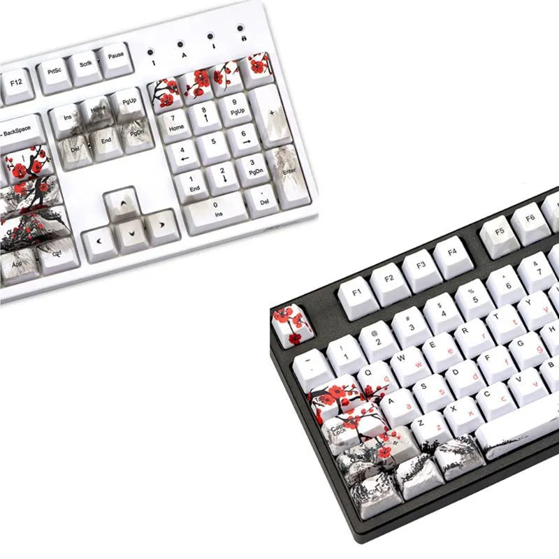 PBT Wangjiang Plum blossom design 109 key keycap set for mechanical keyboards