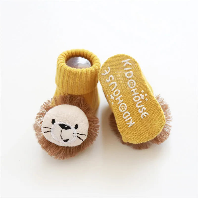 Cotton baby socks in various colours and patterns including bows, stars, and animal designs